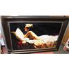 Image 1 : LARGE WOOD TONE FRAMED PARTIAL NUDE LADY PICTURE