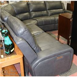 NEW GREY LEATHERETTE ELECTRIC RECLINING SECTIONAL