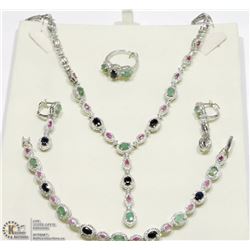 #31-STERLING SILVER RUBY, SAPPHIRE AND