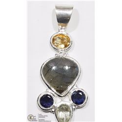 #38-STERLING SILVER IOLITE, GREEN AMETHYST