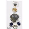 Image 1 : #38-STERLING SILVER IOLITE, GREEN AMETHYST