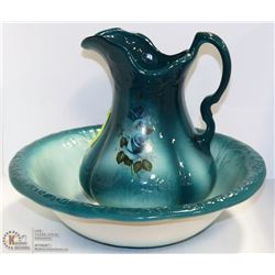 LARGE PITCHER & BASIN POTTERY - TURQUOISE