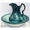 Image 1 : LARGE PITCHER & BASIN POTTERY - TURQUOISE