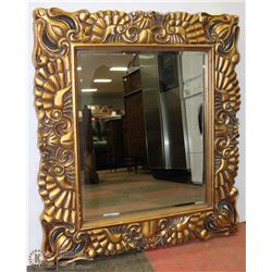 GOLD TONE CARVED STYLE MIRROR WITH DAMAGE