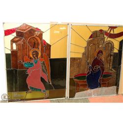SET OF 2 NEW GENUINE LARGE STAINED GLASS WINDOW