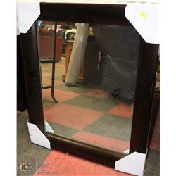 WOOD TONE FRAMED MIRROR