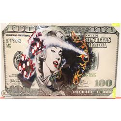 NEW CANVAS PRINT MARILYN 100 US DOLLAR