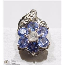 #41-14K WHITE GOLD TANZANITE MOONSTONE