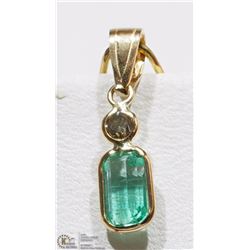 #42-14K YELLOW GOLD EMERALD AND