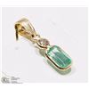 Image 2 : #42-14K YELLOW GOLD EMERALD AND