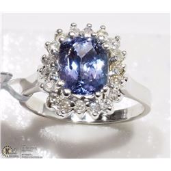 #49-14K WHITE GOLD TANZANITE AND 18