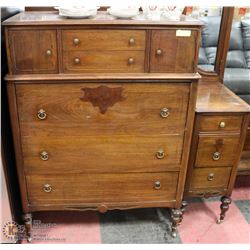 ESTATE ANTIQUE 35"X20"X51"H CHEST OF DRAWERS