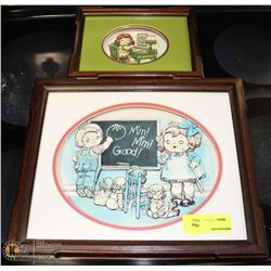 ESTATE PAIR OF VINTAGE PAPER TOLE PICTURES