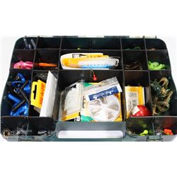 JIG-A-JO FLAT FISHING TACKLE BOX & CONTENTS