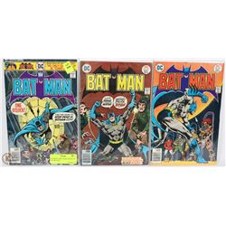 3 BATMAN COMIC BOOKS FROM 1976 (41 YRS OLD)