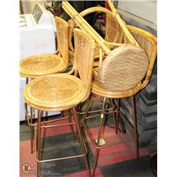 SET OF 4 SWIVEL WICKER STOOLS SOLD WITH ONE