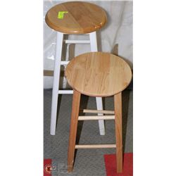 2 WOOD BAR STOOLS