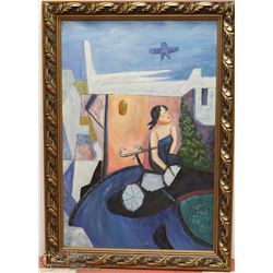 GOLD TONE FRAMED OIL ON CANVAS X2