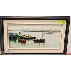 ESTATE SHIP SCENE FRAMED OIL PAINTING