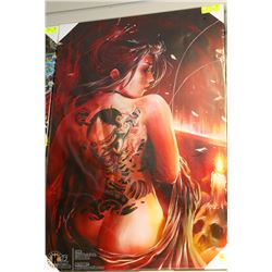 NEW CANVAS PRINT WOMAN W/ BACK TATTOO OF SATAN