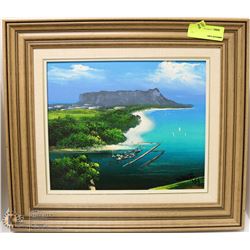 SMALL OCEAN SCENE OIL ON CANVAS