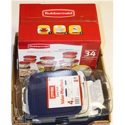 NEW PYREX 4PC EASYGRAB + RUBBERMAID 34PC STORAGE