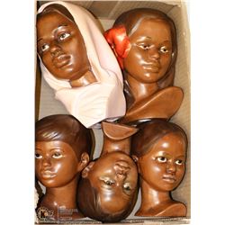 BOX OF CERAMIC HEADS