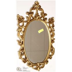 GOLD TONE FRAMED CARVED STYLE MIRROR