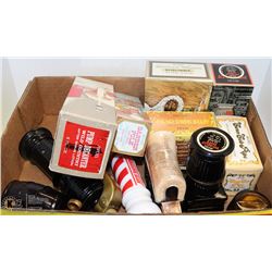 FLAT OF COLLECTIBLE ASSORTED MENS AVON ITEMS