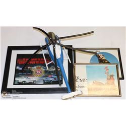 BOX OF RCMP COLLECTIBLE FRAMED PICTURES AND