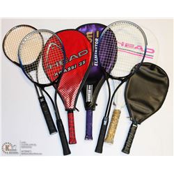 LOT OF VARIOUS RACKETS INCL SOME THE HEAD, WILSON