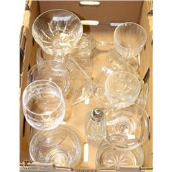 FLAT OF ASSORTED CRYSTAL & GLASSWARE