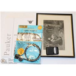 FLAT OF ESTATE ITEMS INCL TRANSISTER RADIO, RADIO