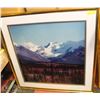 Image 1 : LARGE FRAMED MATTED MOUNTAIN PRINT