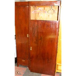 45"X22"X74" H VINTAGE WOOD WARDROBE