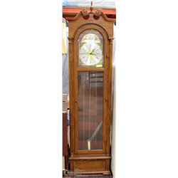 VINTAGE OAK BULOVA/TEMPUS FUGIT GRANDFATHER CLOCK
