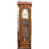 Image 1 : VINTAGE OAK BULOVA/TEMPUS FUGIT GRANDFATHER CLOCK