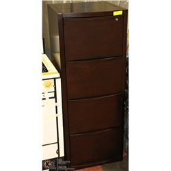 DARK BROWN WOOD FILING CABINET WITH KEYS