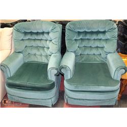 PAIR OF CLASSIC GREEN ROCKING SOFA CHAIRS