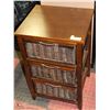 Image 1 : PAIR OF  WOOD STANDS WITH WICKER DRAWERS/CUBBIES