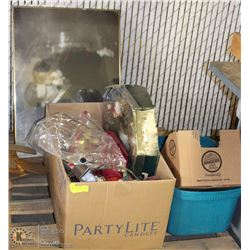 PALLET W/ A BOX OF DECORATIONS & LARGE FRAMED