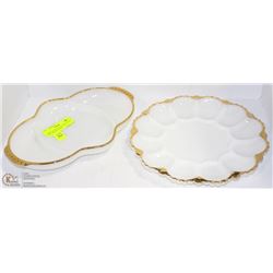 2 MILK GLASS COLLECTIBLE PIECES INCL. DEVILLED EGG