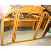 Image 1 : OAK FRAMED DECORATIVE 3 PANE MIRROR - FOLDS CLOSED