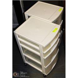 PAIR OF PLASTIC STORAGE SYSTEMS ON WHEELS