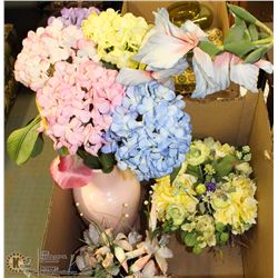 ESTATE BOX OF VASES WITH ARTIFICIAL FLOWERS