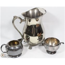 BOX W/SILVER PLATED WATER JUG, VINTAGE