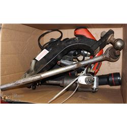 BOX WITH ASSORTED POWER TOOLS