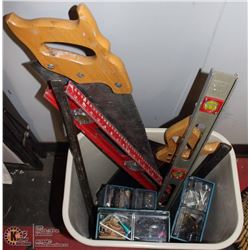 GARBAGE CAN WITH PARTS ORGANIZERS AND ASST TOOLS