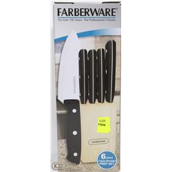 NEW FARBERWARE 6 PC KNIFE SET WITH BLOCK