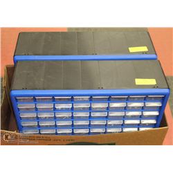 BOX WITH 2 TOOL AND PART SORTERS WITH 64 DRAWERS